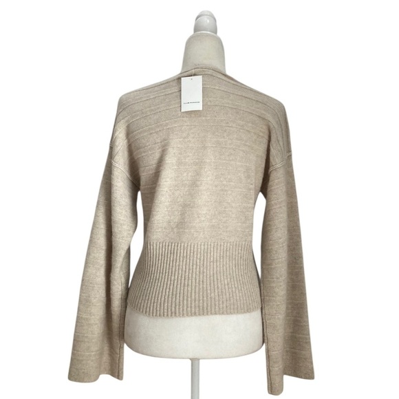 Club Monaco Cashmere Cardigan Sweater NWT Ribbed Bell Sleeves in Creamy Beige - Picture 10 of 11